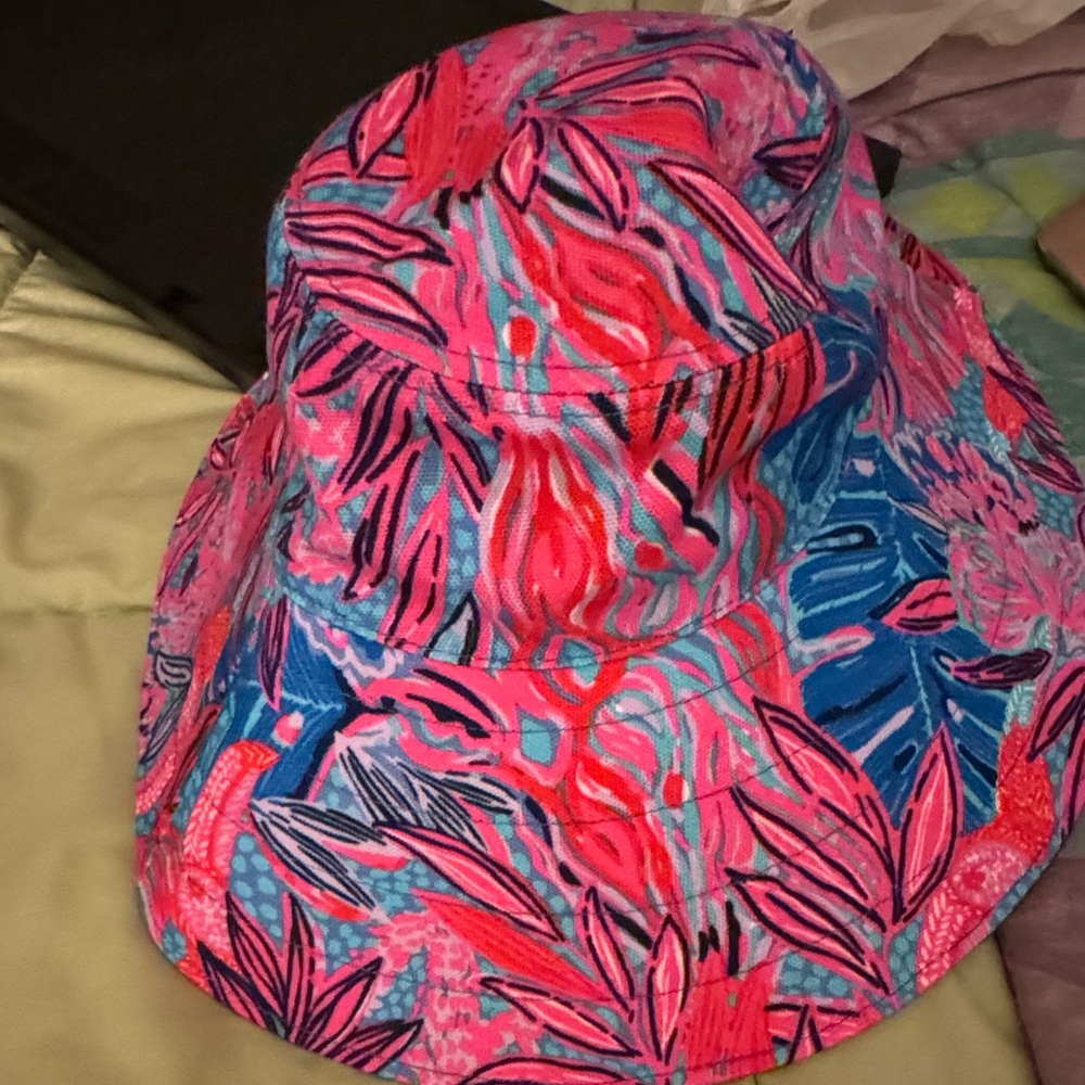 Lilly Pulitzer Ruby Red Wild Times Sun Hat Pink Red Blue (One Size)